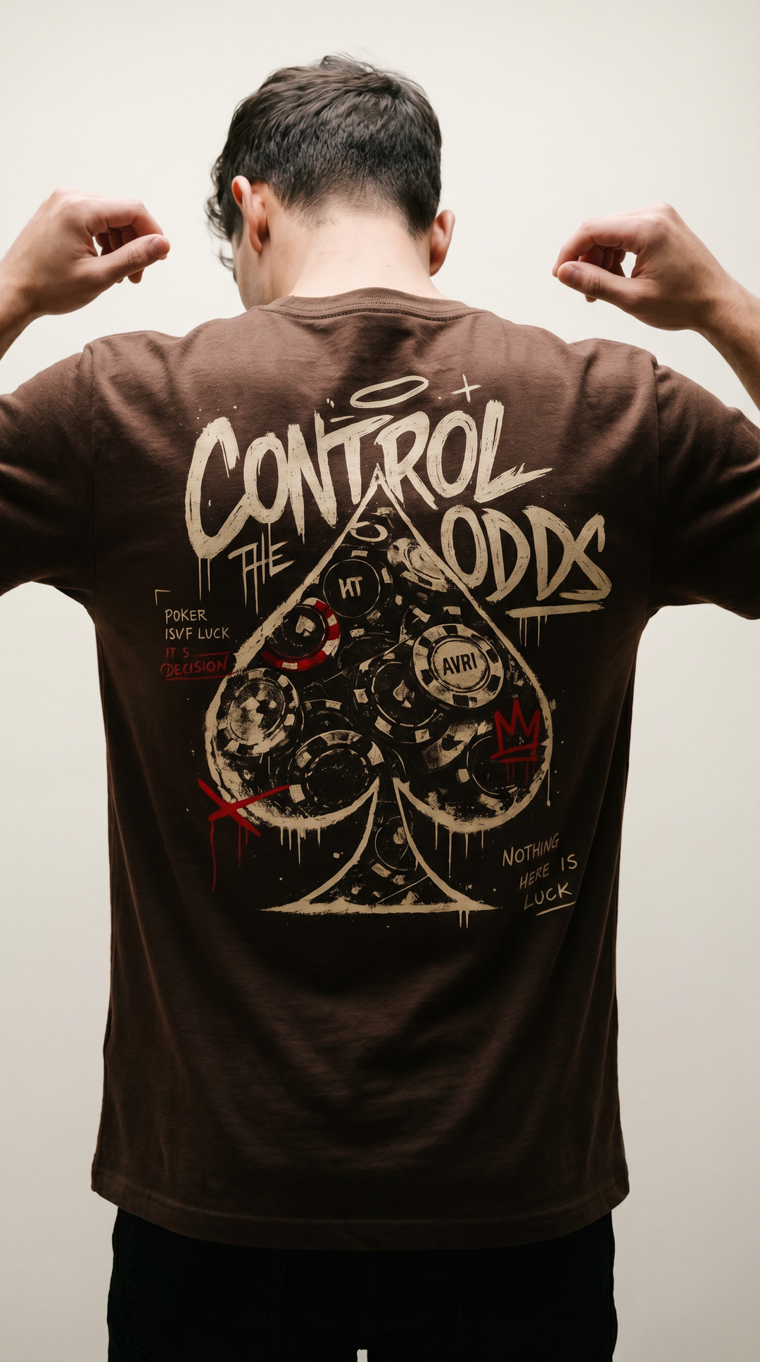 Control The Odds cotton spade graphic shirt by Tilted Spades (photo 4)