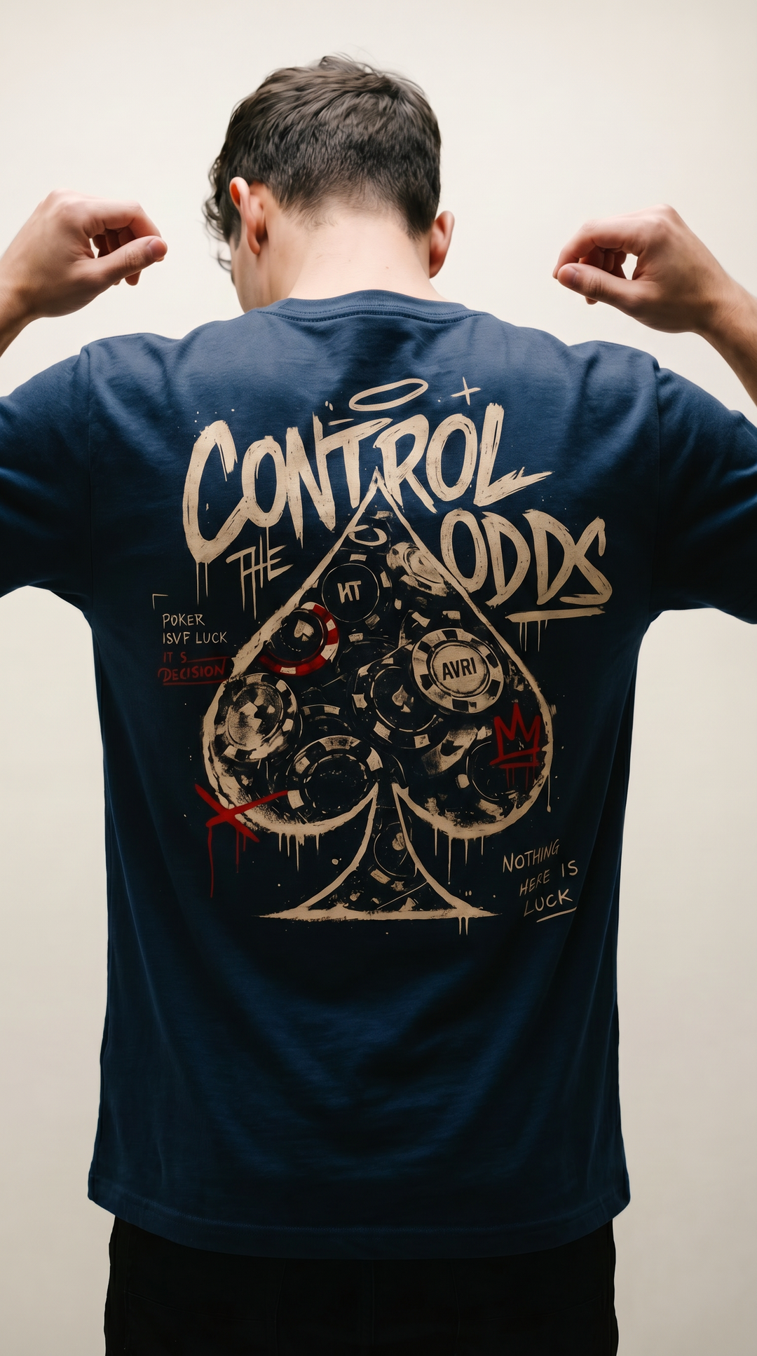 Control The Odds cotton spade graphic shirt by Tilted Spades (photo 2)