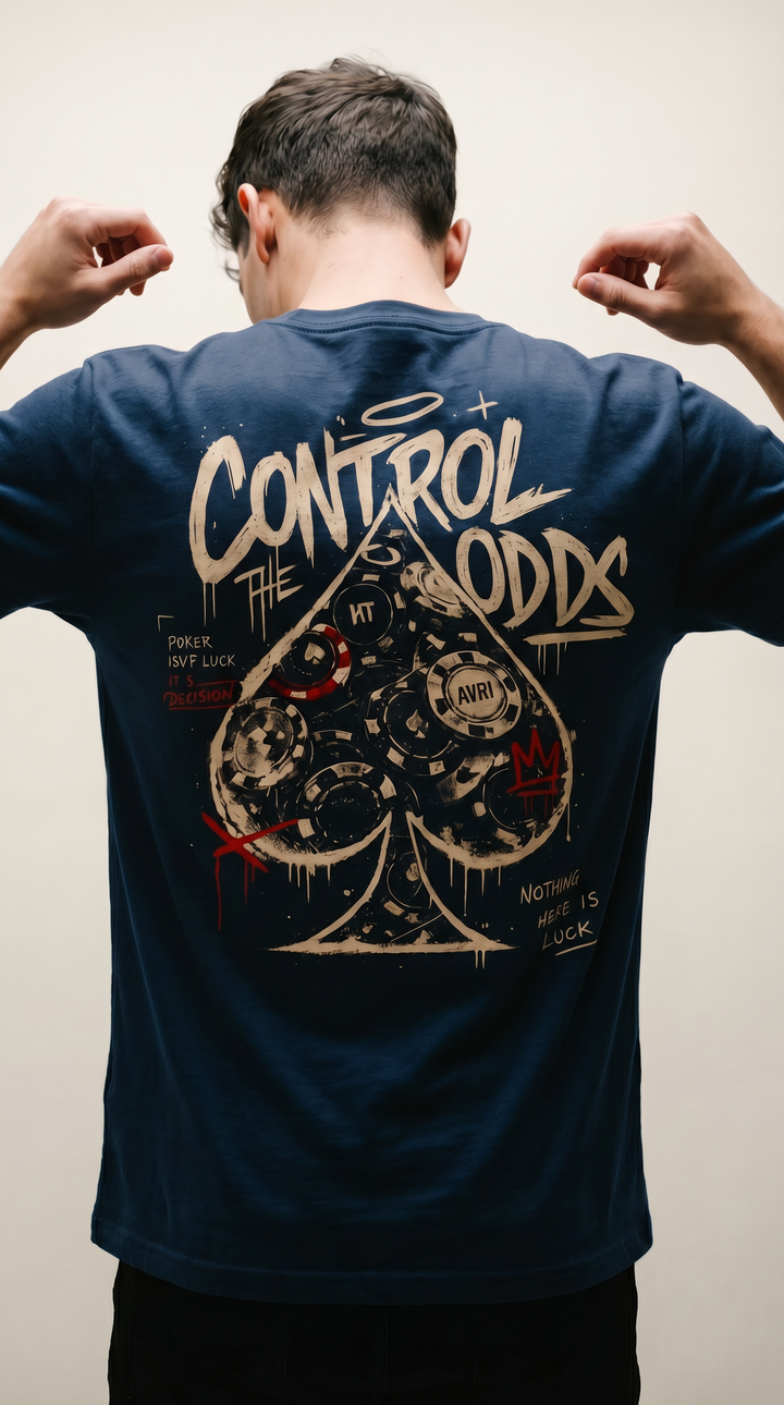 Control The Odds cotton spade graphic shirt by Tilted Spades (photo 2)