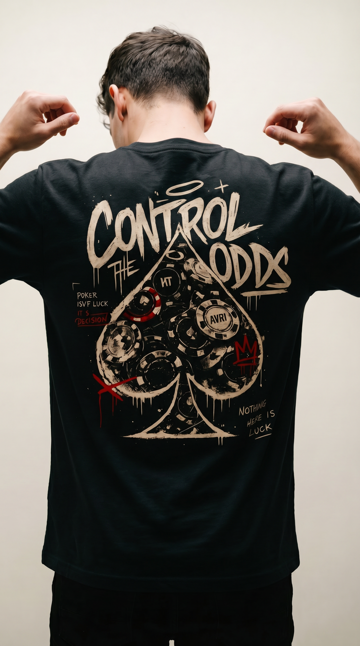 Control The Odds cotton spade graphic shirt by Tilted Spades (photo 3)