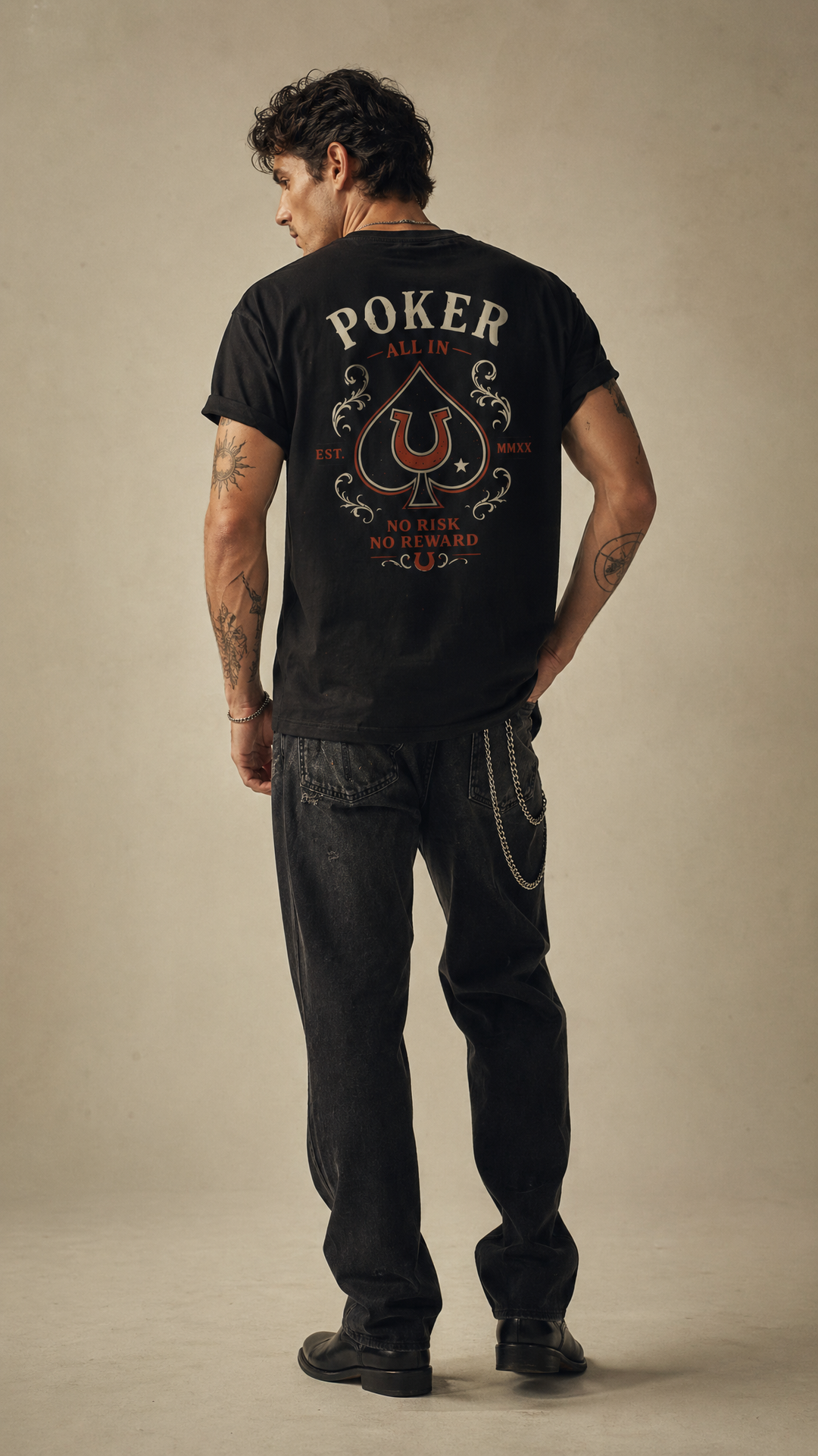 High Stakes garment-dyed spade poker shirt product photo, Tilted Spades
