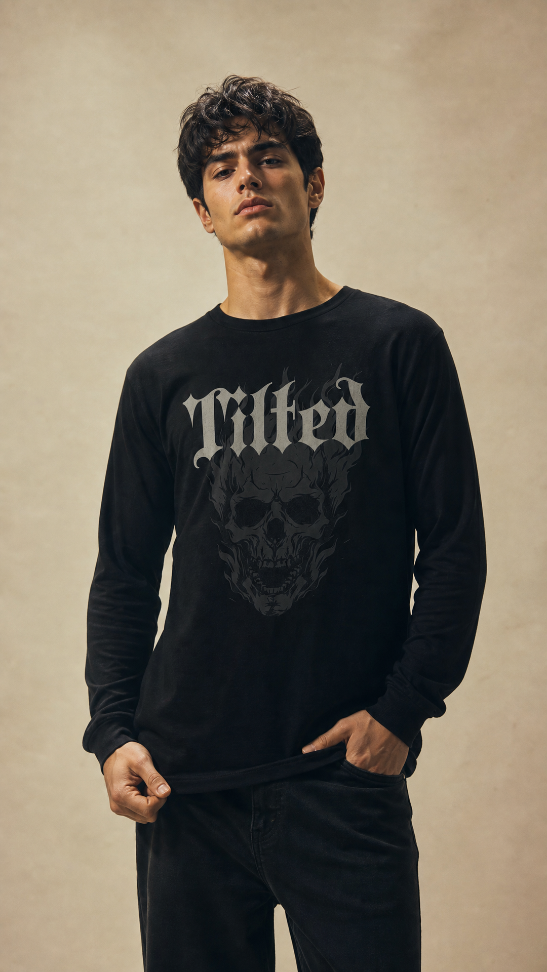 Tilted Long Sleeve skull graphic tee by Tilted Spades (photo 2)