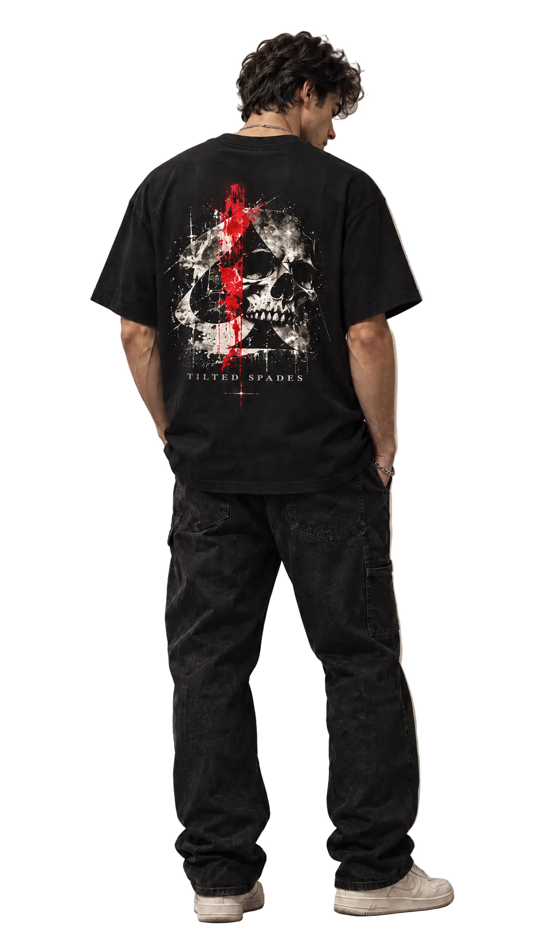 Obsidian tee by Tilted Spades – skeletal spade graphic streetwear (photo 1)
