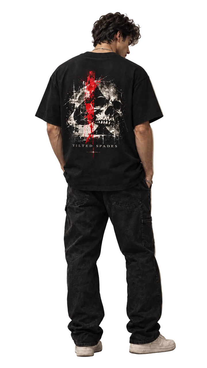 Obsidian tee by Tilted Spades – skeletal spade graphic streetwear (photo 1)