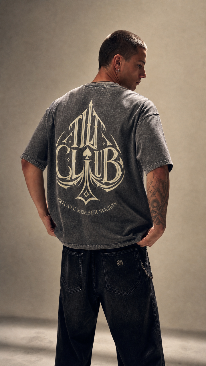 Spyre snow washed spade graphic tee product photo, Tilted Spades