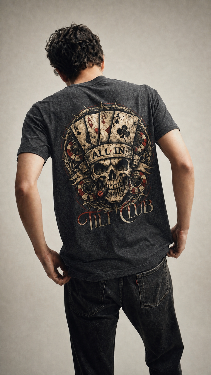 Aces &amp; Ashes cotton poker graphic shirt product photo, Tilted Spades