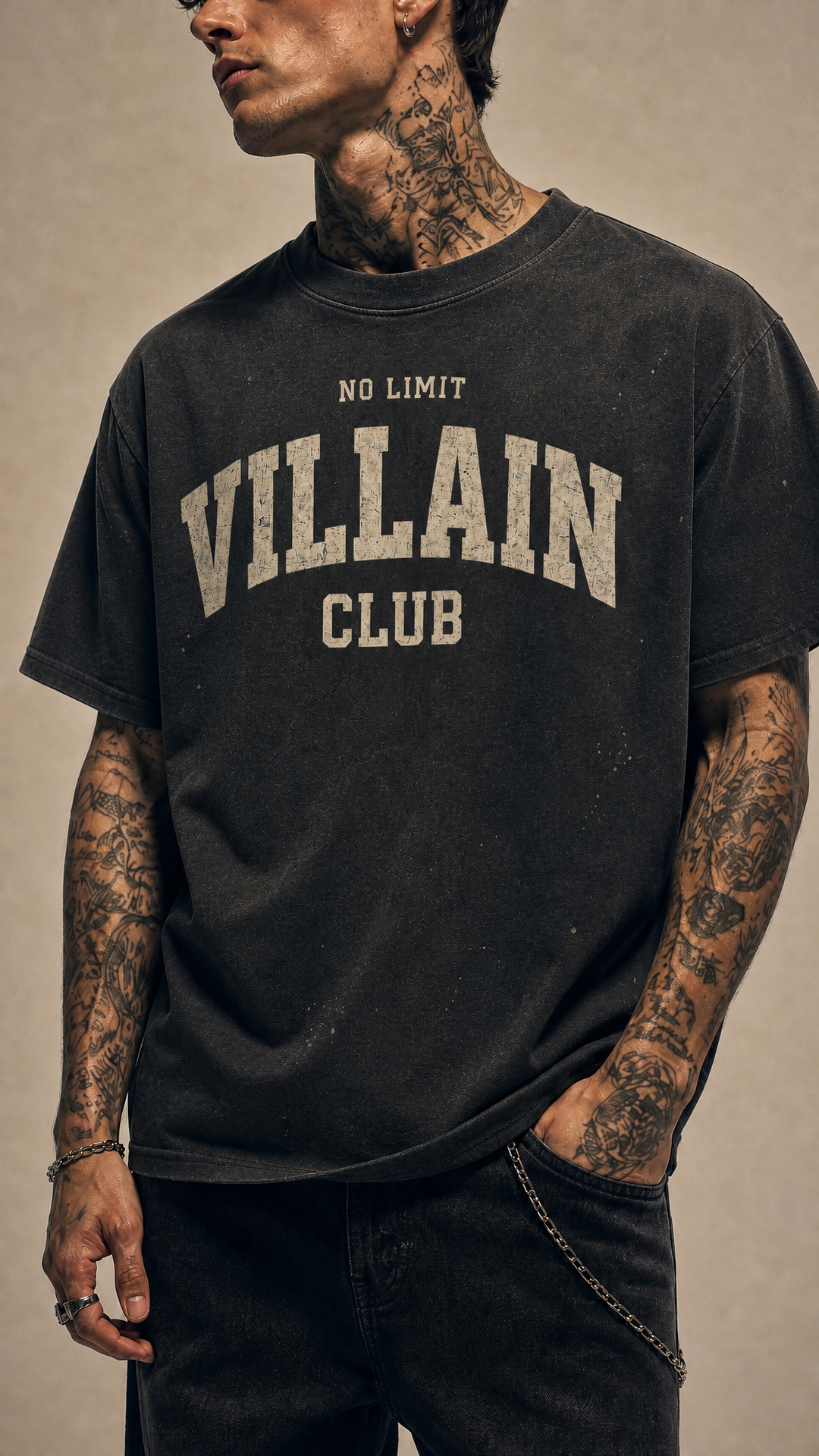 Villain Club sunfade paint splatter tee product photo, Tilted Spades