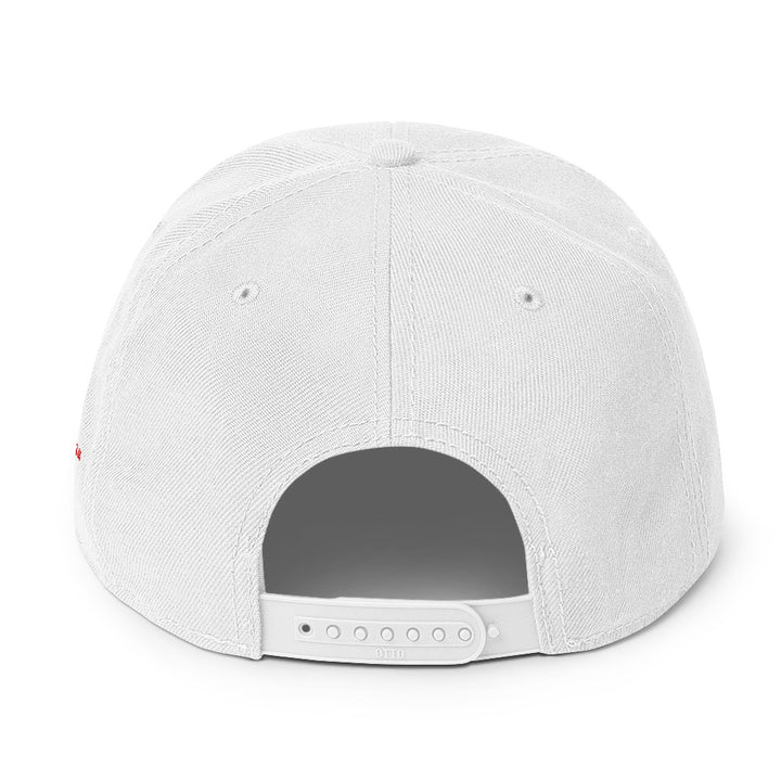 White snapback cap mockup, back view, Tilted Spades